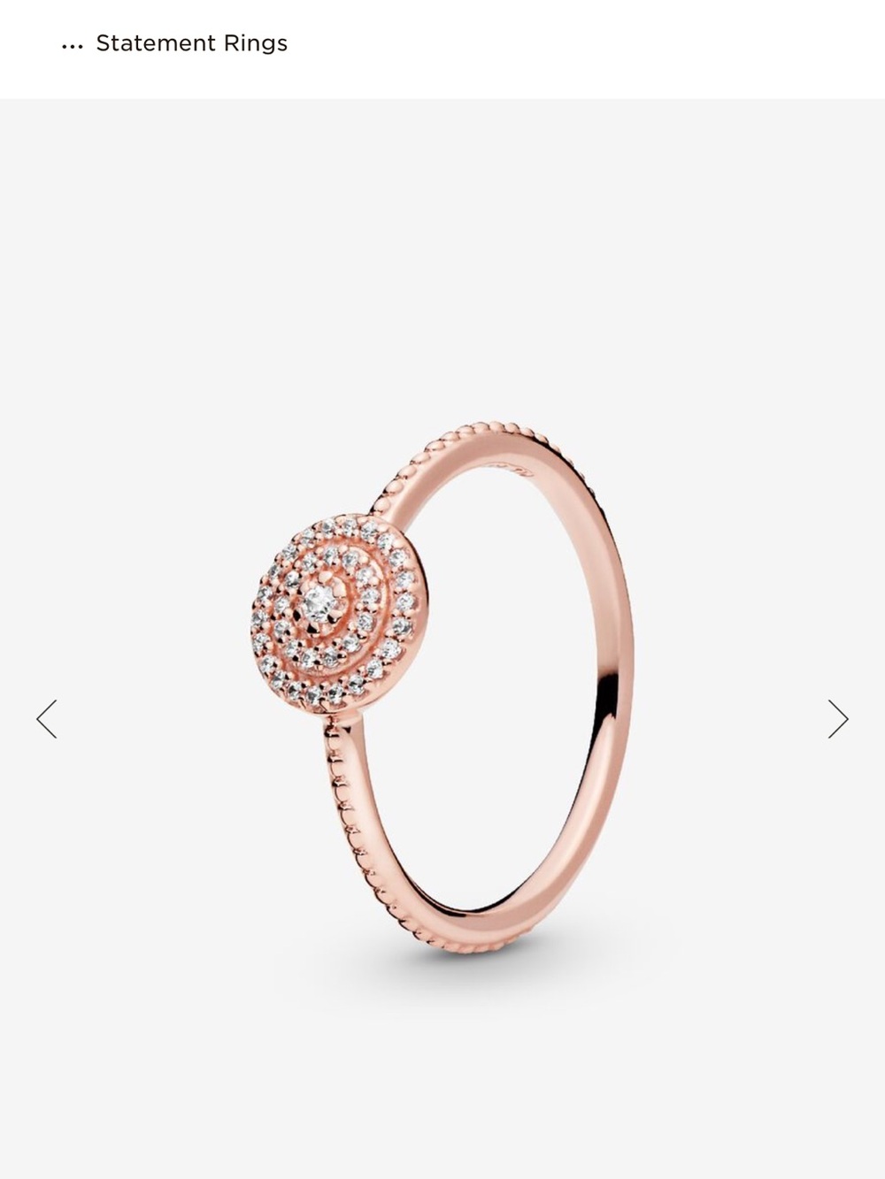 Pandora 14k Rose Gold-Plated Sparkling Round Halo Ring - Size 7 (54)